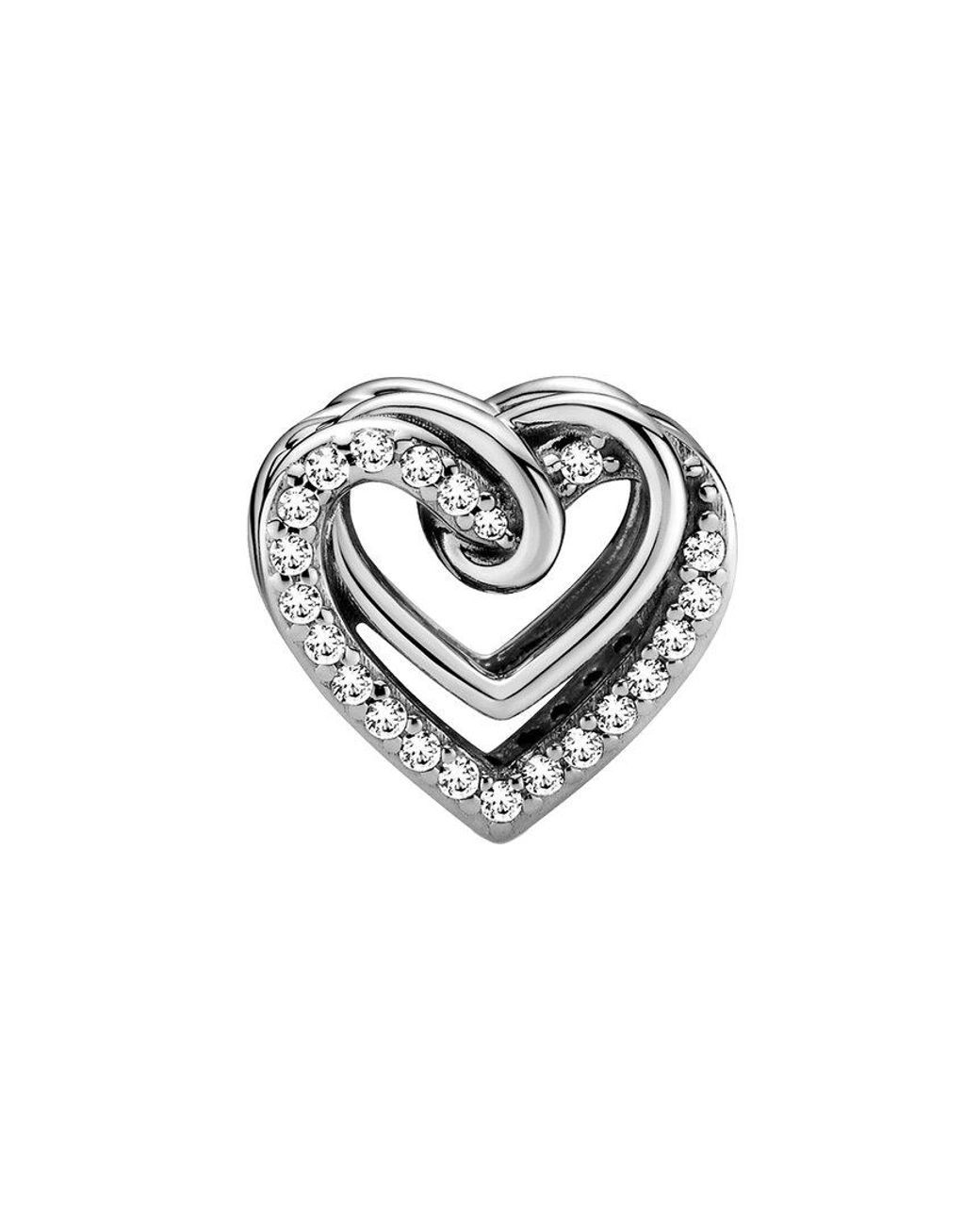 Pandora White Moments Cz Sparkling Entwined Hearts Charm