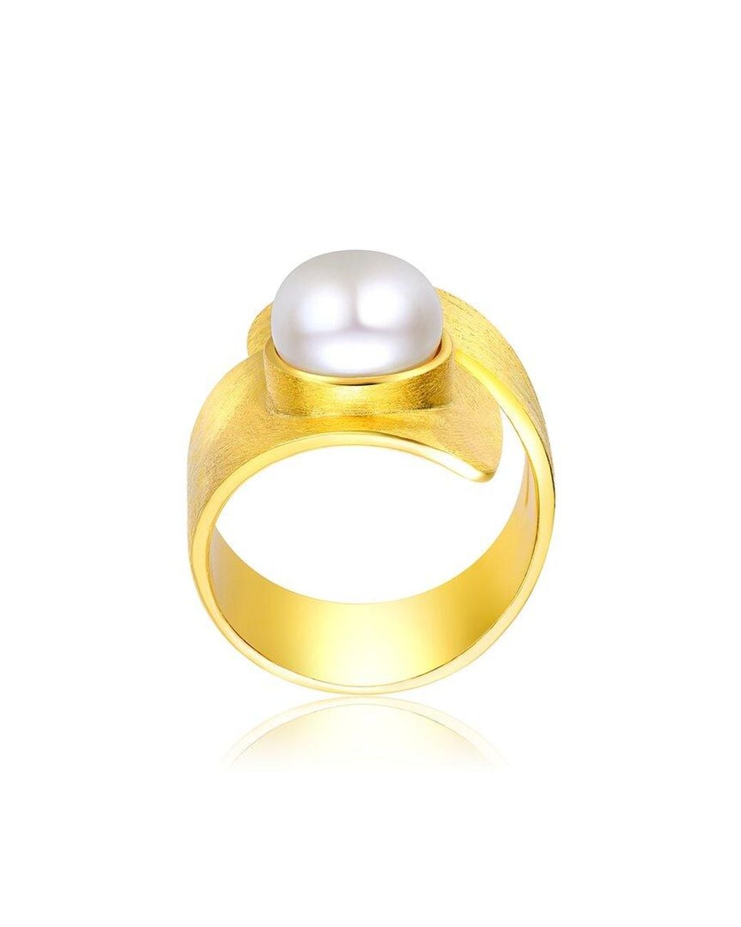 Genevive Jewelry Metallic 14k Over Silver Pearl Ring