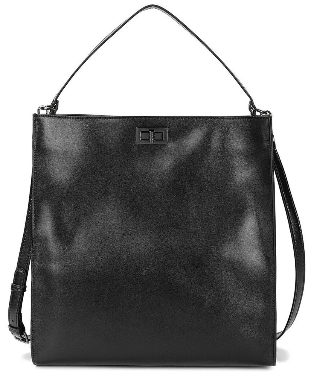 Tiffany & Fred Paris Black Shiny Leather Tote