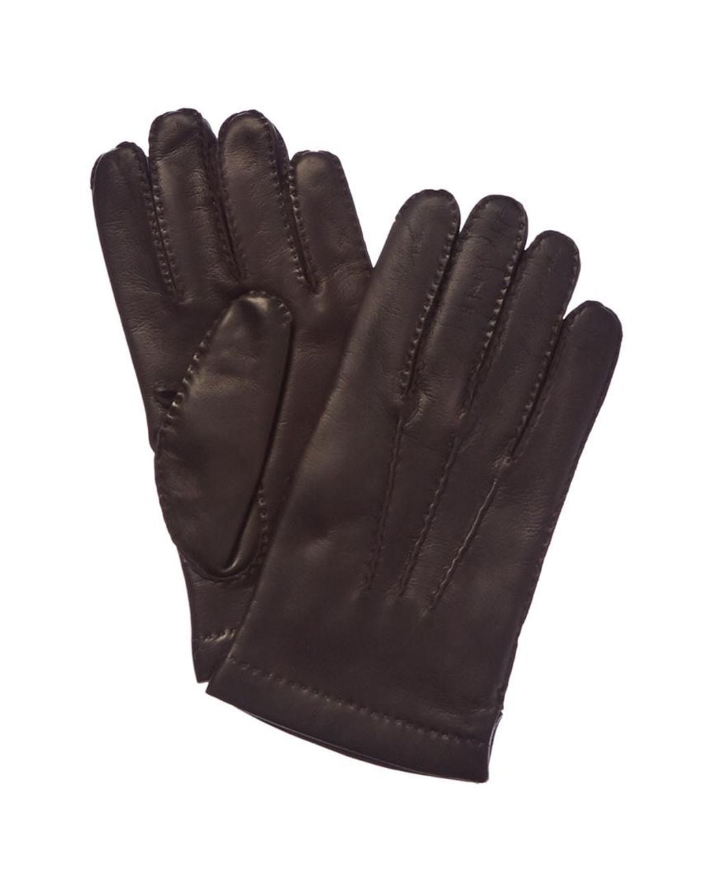 Portolano Brown Chocolate Cashmere-lined Leather Gloves for men