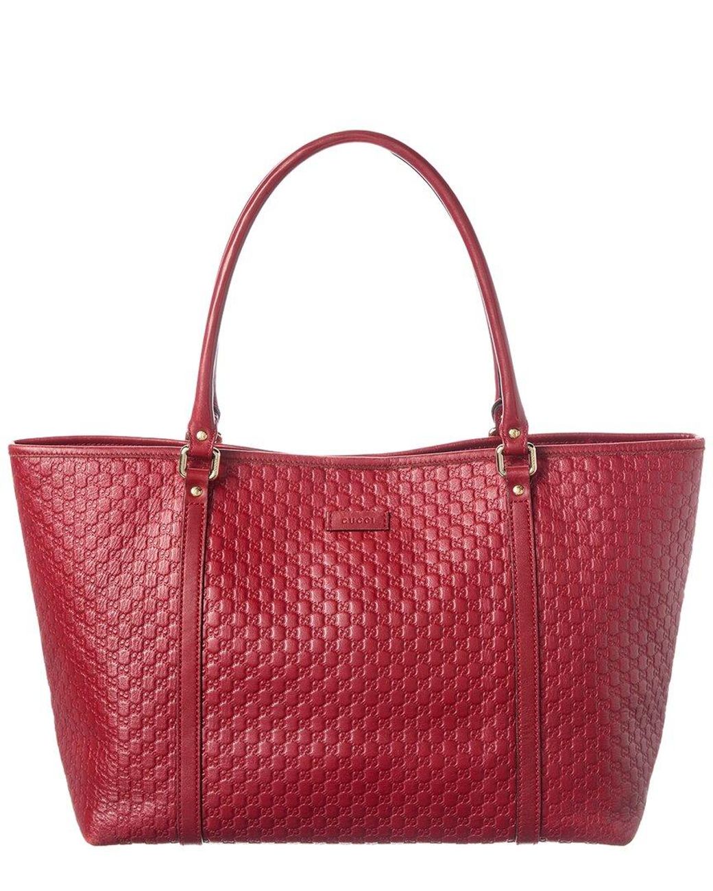 Gucci Red Microssima & Leather Joy Shopping Tote (Authentic Pre-Loved)