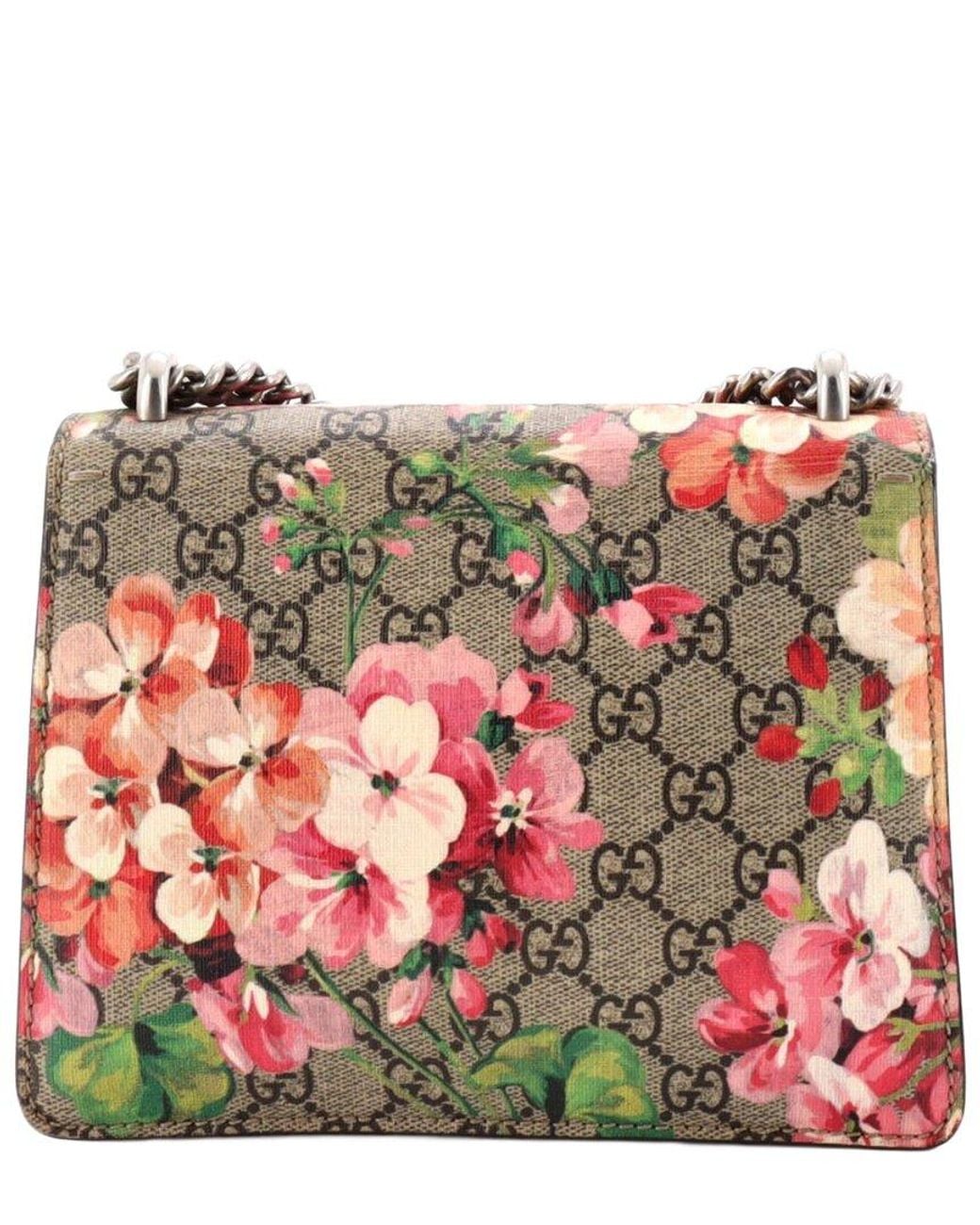 Gucci Red Blooms Print Gg Coated Canvas Dionysus Bag Mini (Authentic Pre- Loved)