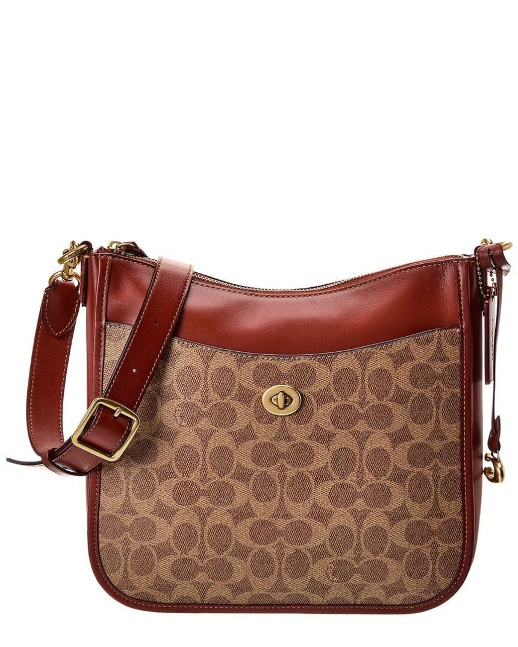 COACH Chaise Signature Coated Canvas & Leather Crossbody in Brown Lyst