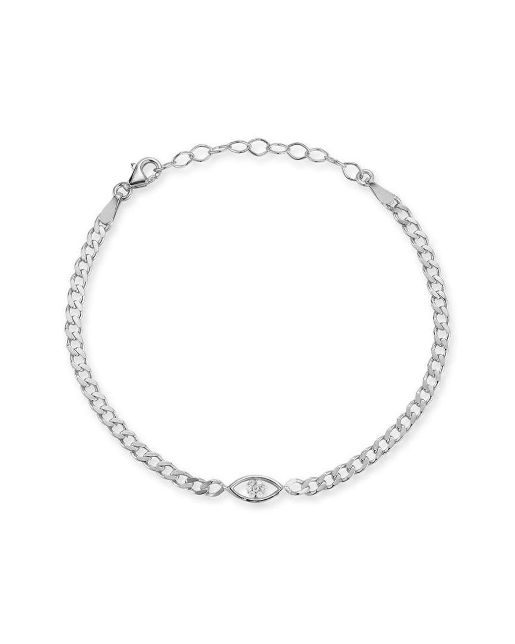 Sphera Milano White Plated Evil Eye Link Bracelet