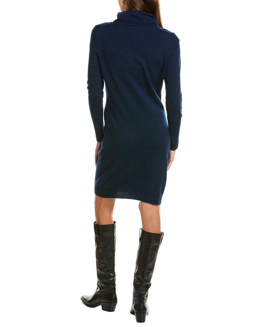 Forte Blue Turtleneck Wool & Cashmere-Blend Sweaterdress