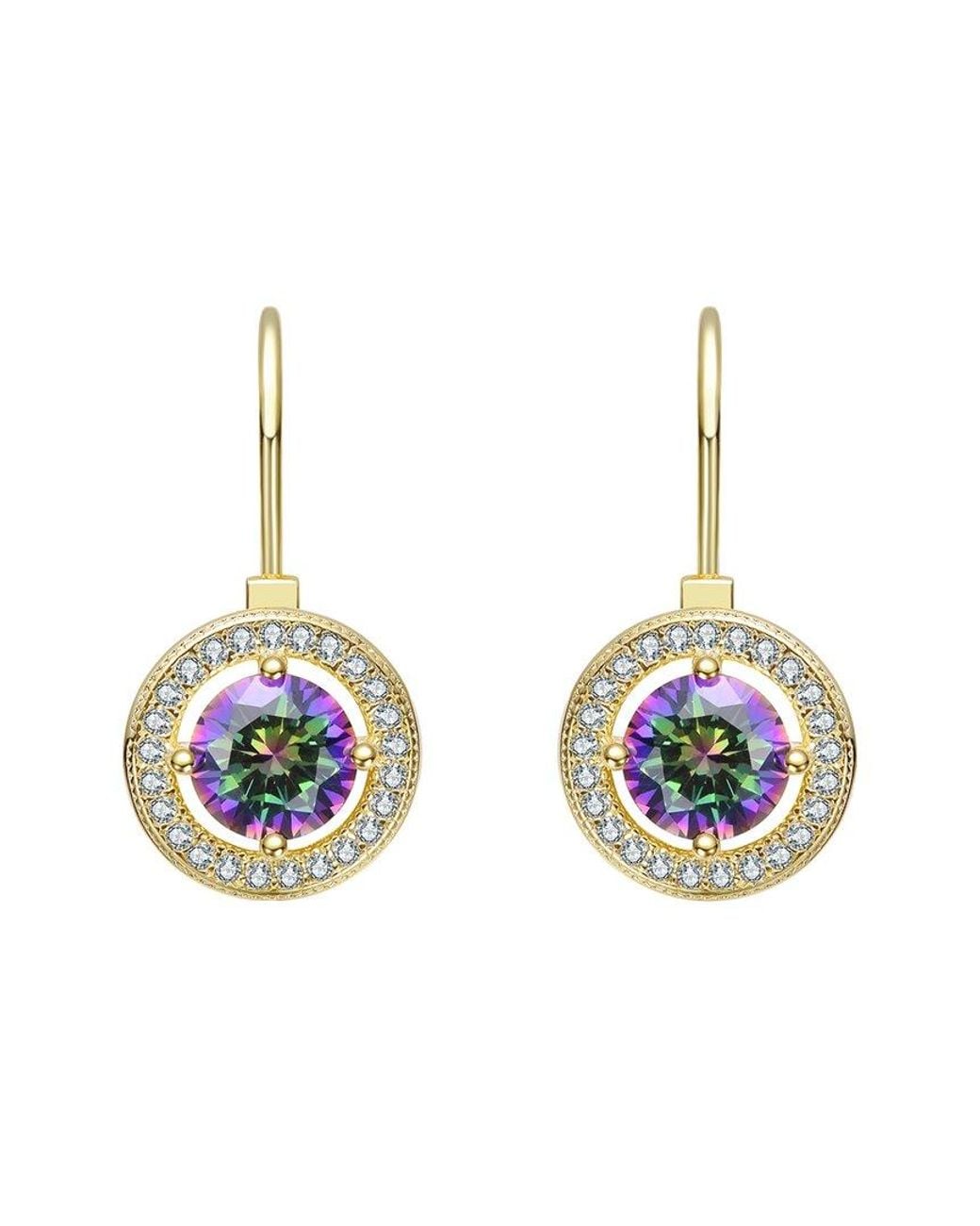 Rachel Glauber Metallic 14K Diamond Cz Dangle Earrings