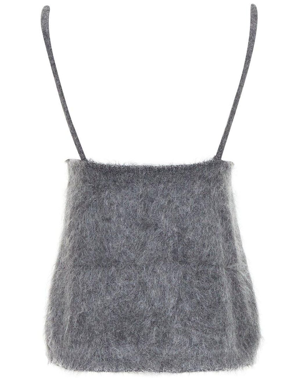 Prada Gray 2017 Mohair Blend Camisole Top, Size It (Authentic Pre-Loved)