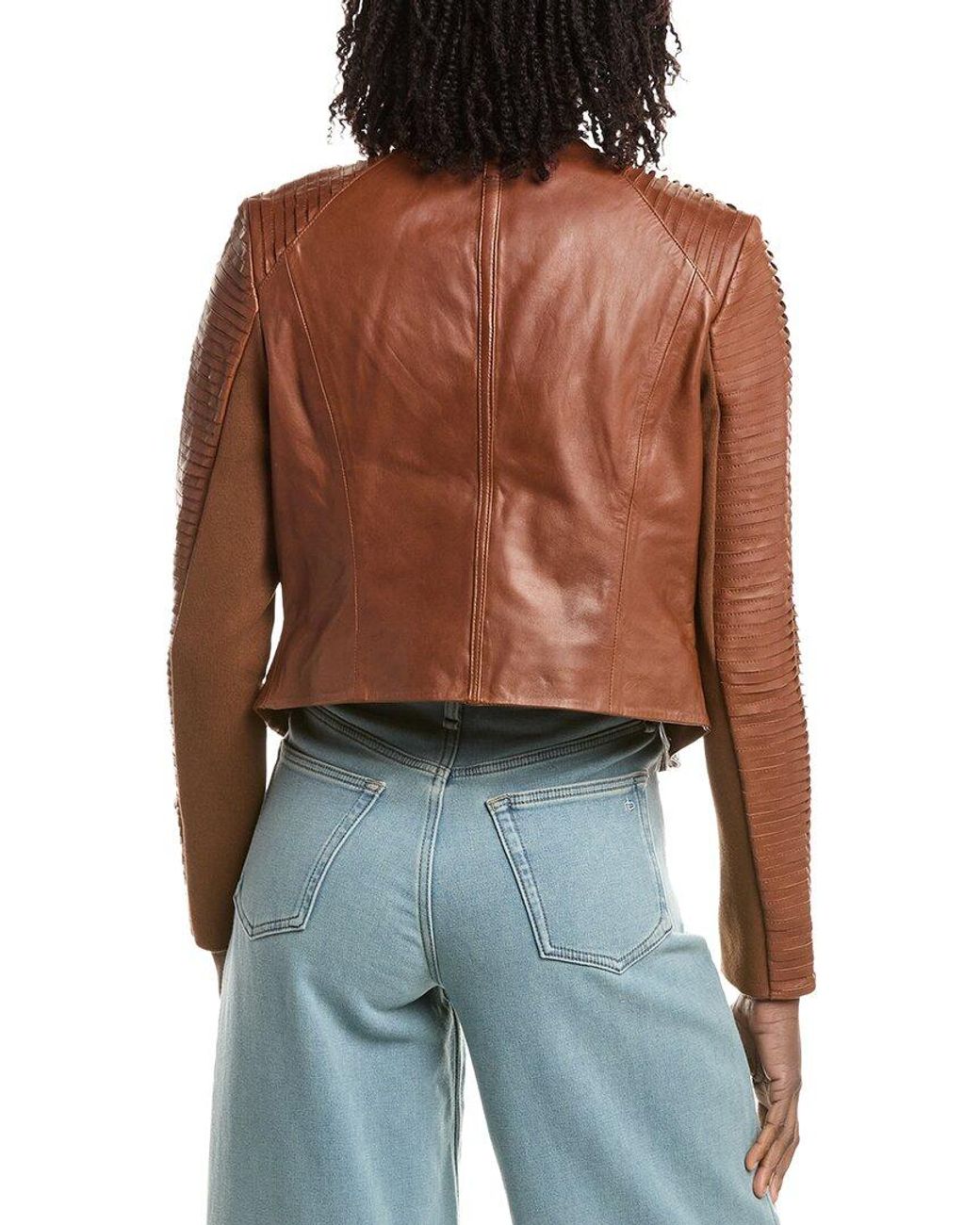 Lamarque Blue Signature Leather Jacket