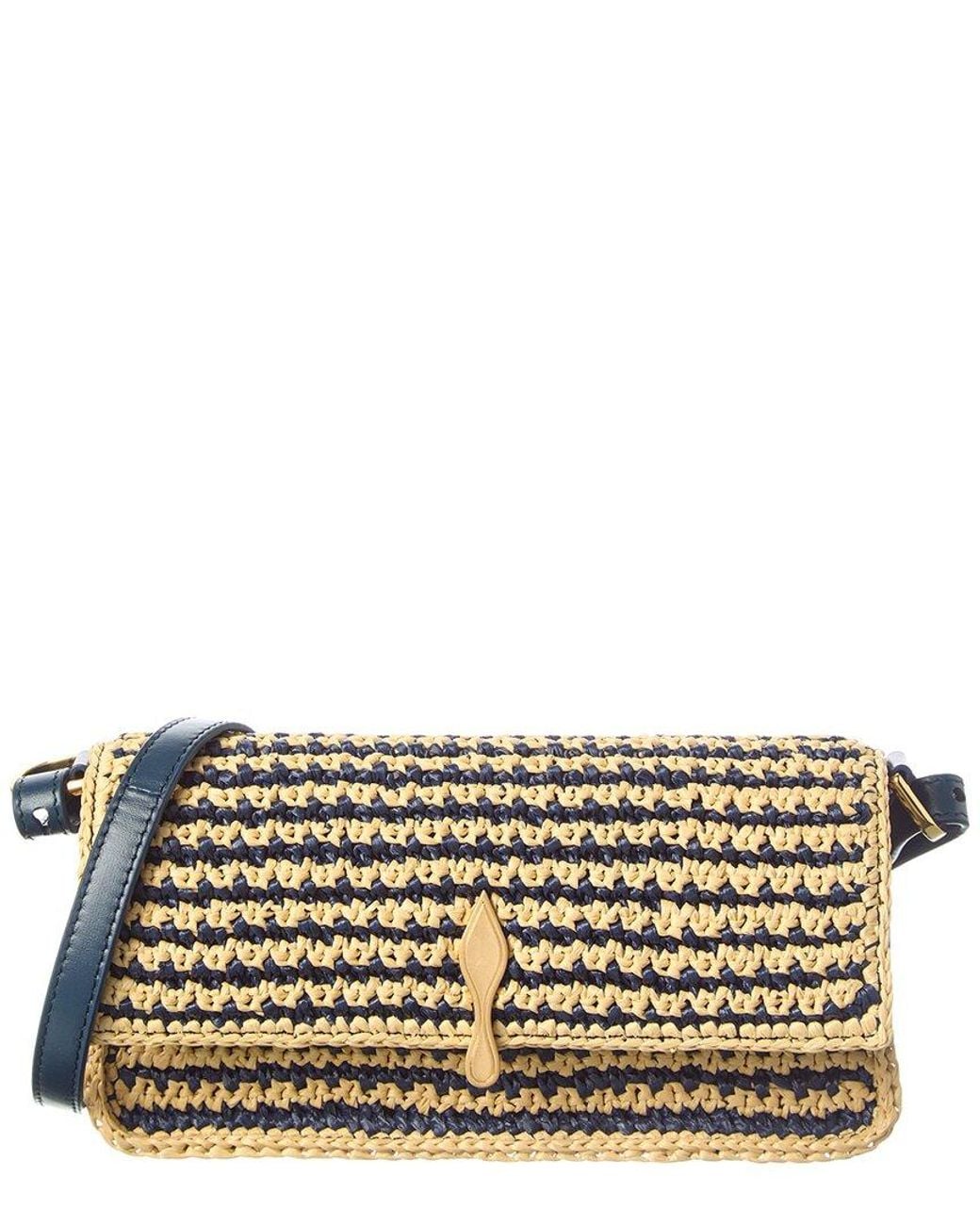Christian Louboutin Metallic Crochet Raffia Crossbody