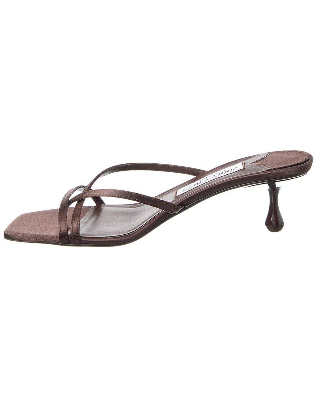 Jimmy Choo Brown Etana 50 Satin Mule