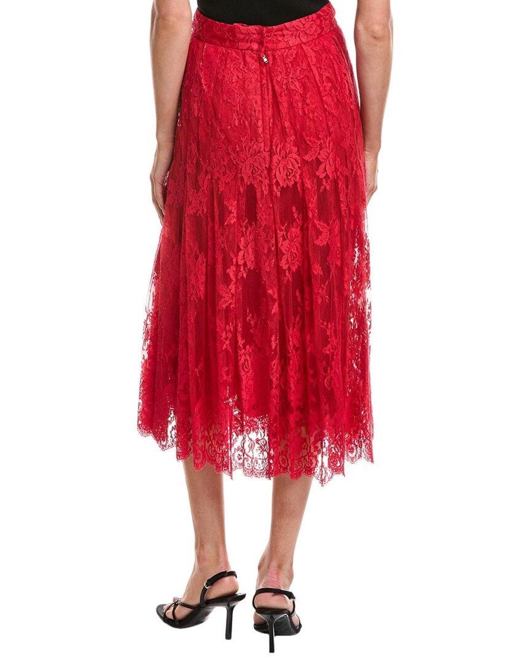 Dolce & Gabbana Red Lace Skirt
