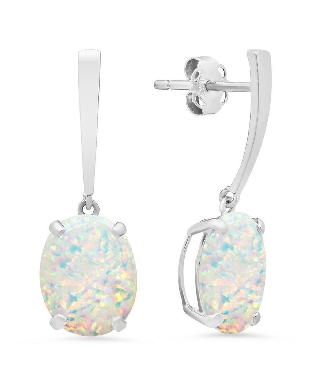 MaxColor White 14k 1.50 Ct. Tw. Lab-grown Opal Drop Earrings