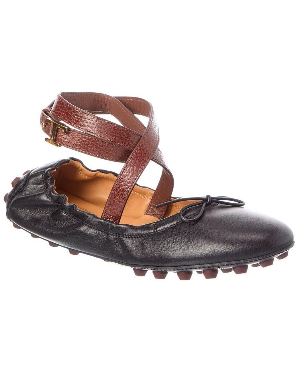 Tod's Black Leather Ballet Flat