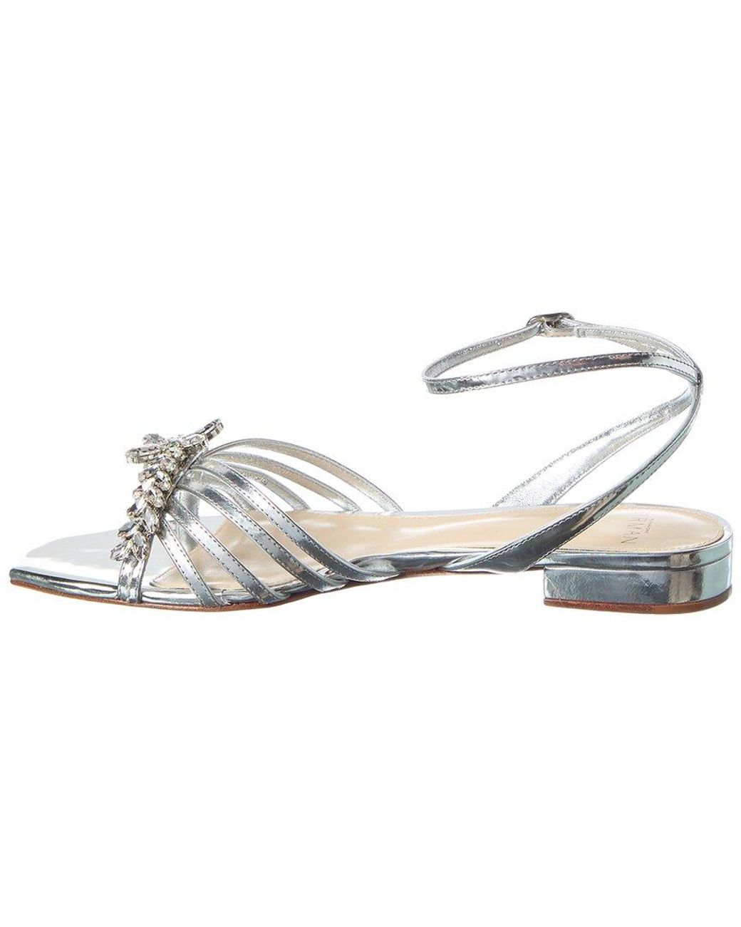 Alexandre Birman White Iggy Crystals Leather Flat