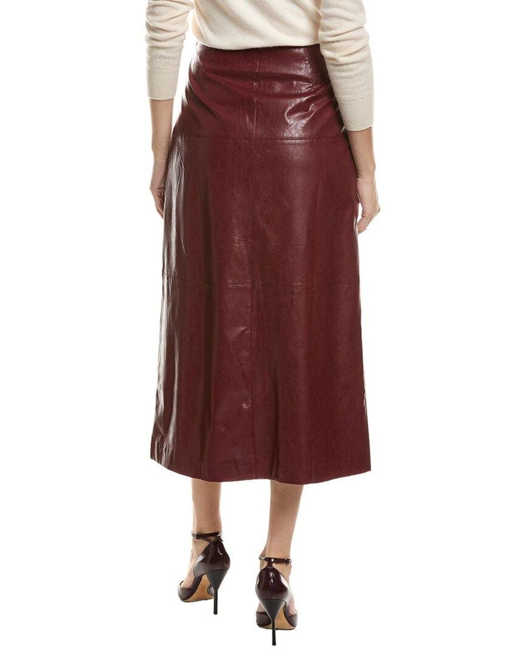 tyler boe Red Phoebe Vegan Leather Skirt