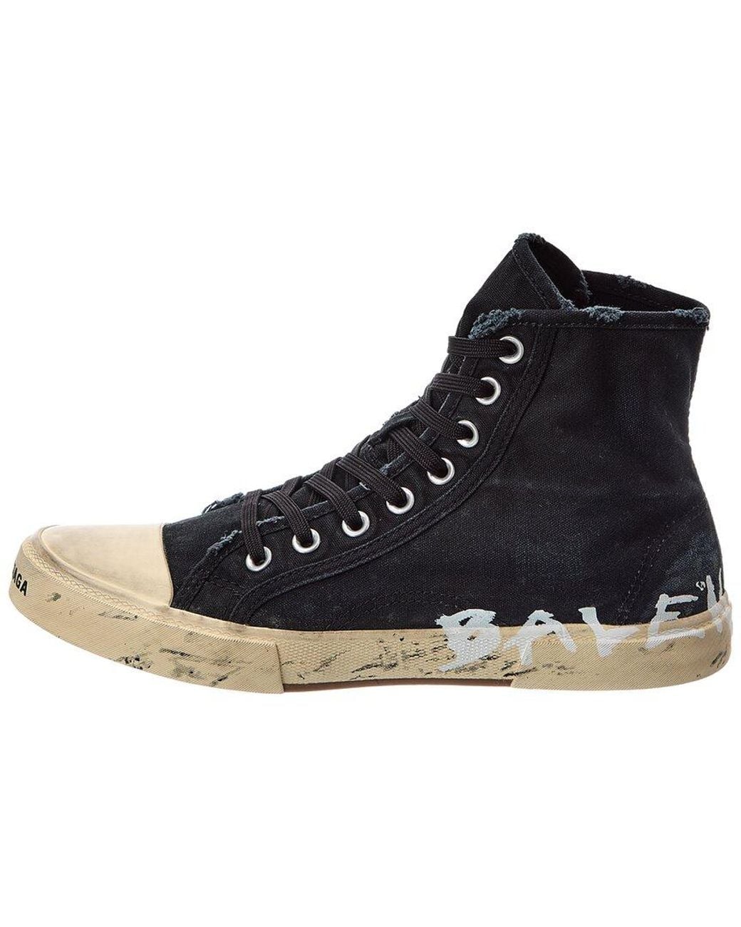 Balenciaga Black Paris Canvas High-Top Sneaker for men