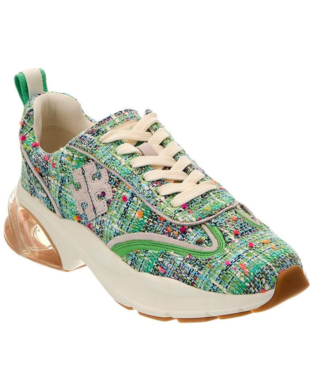 Tory Burch Good Luck Tweed Sneaker in Green | Lyst
