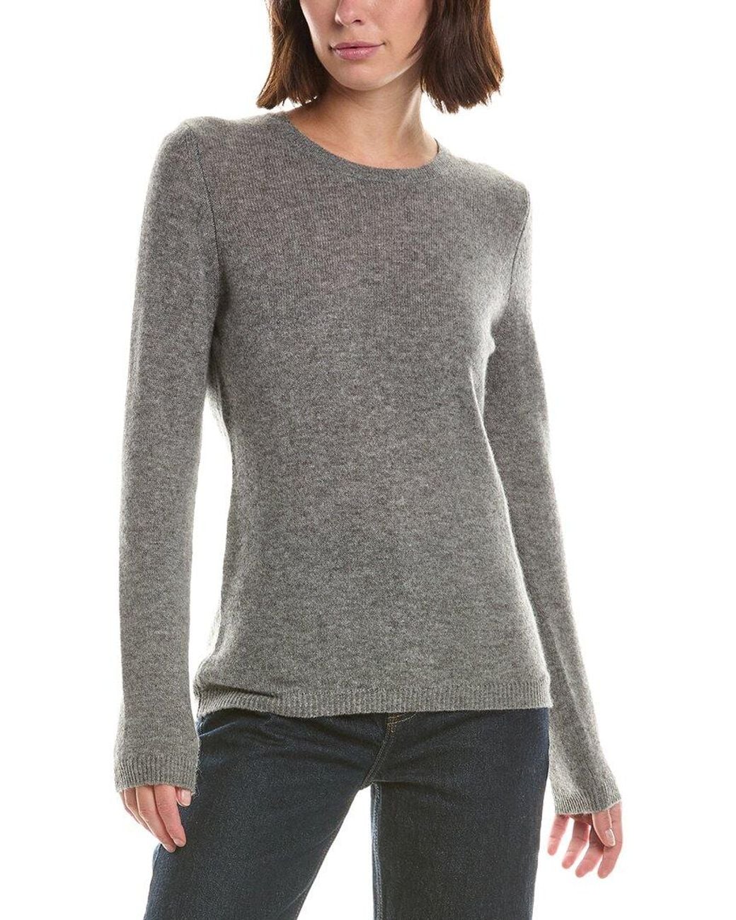 Forte Gray Basic Crewneck 100% Cashmere Sweater
