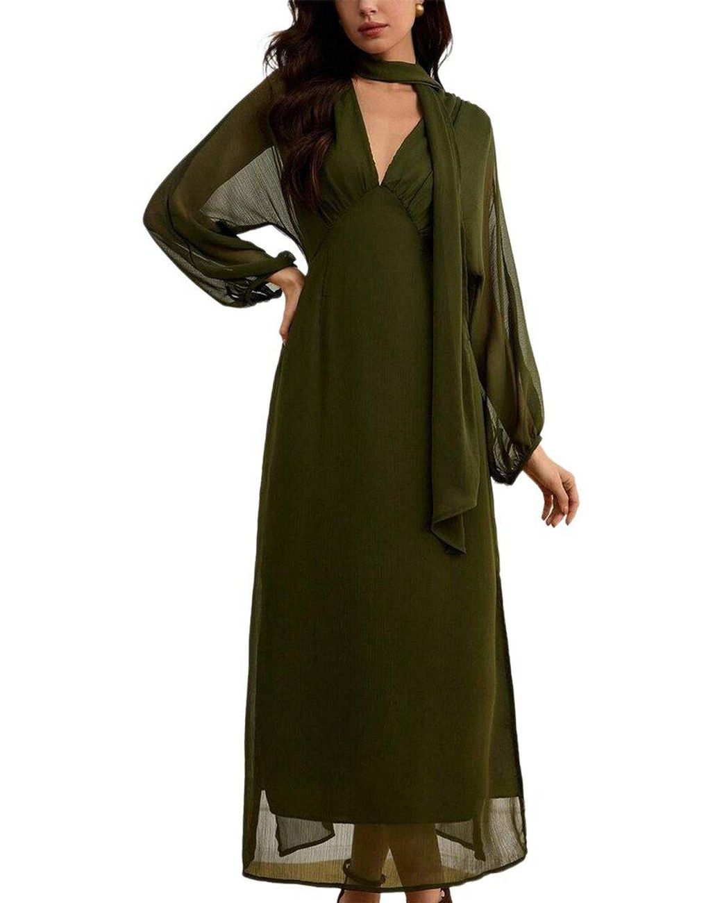 XIRELLI Green Solid Maxi Dress