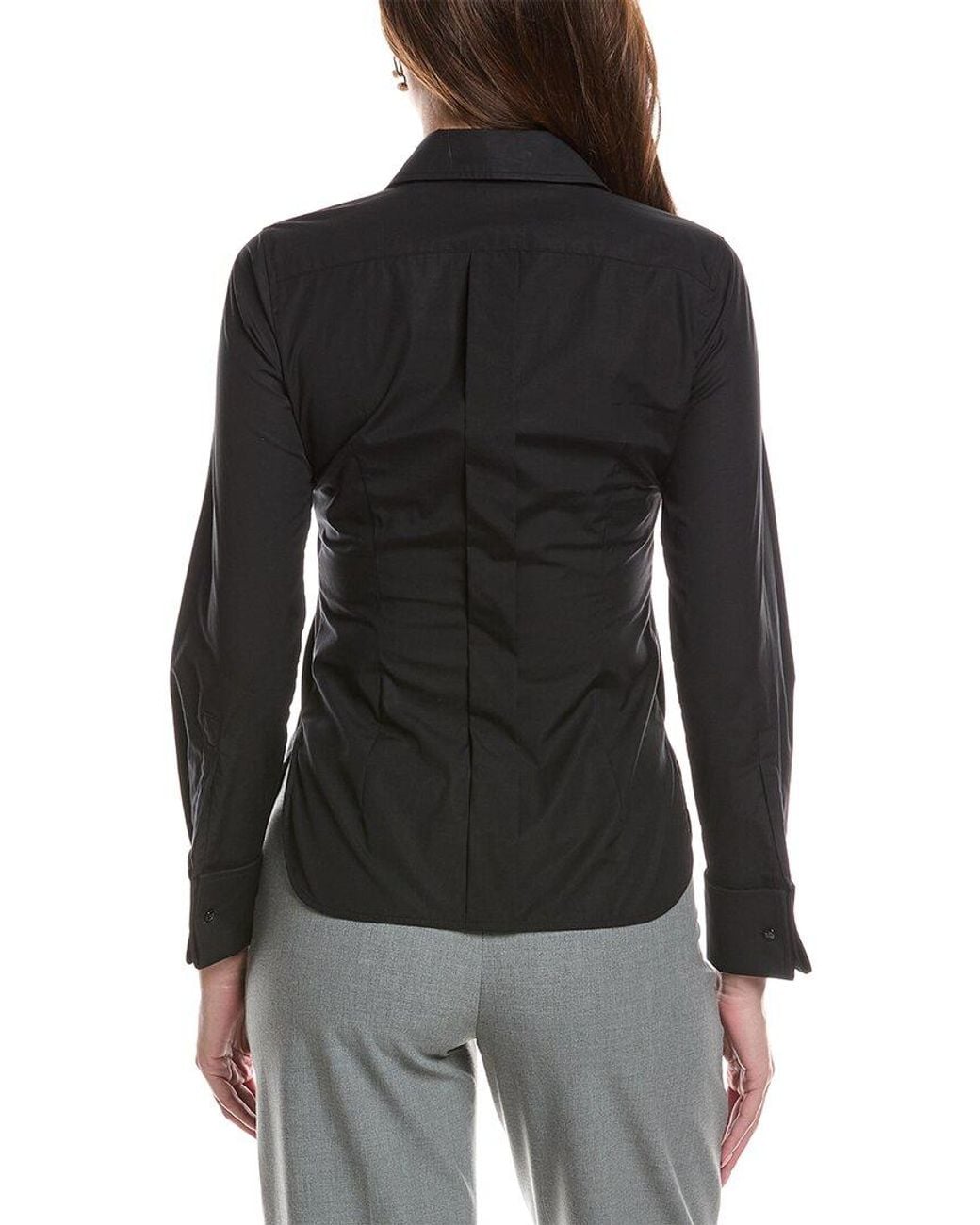 Max Mara Black Poplin Knut Top