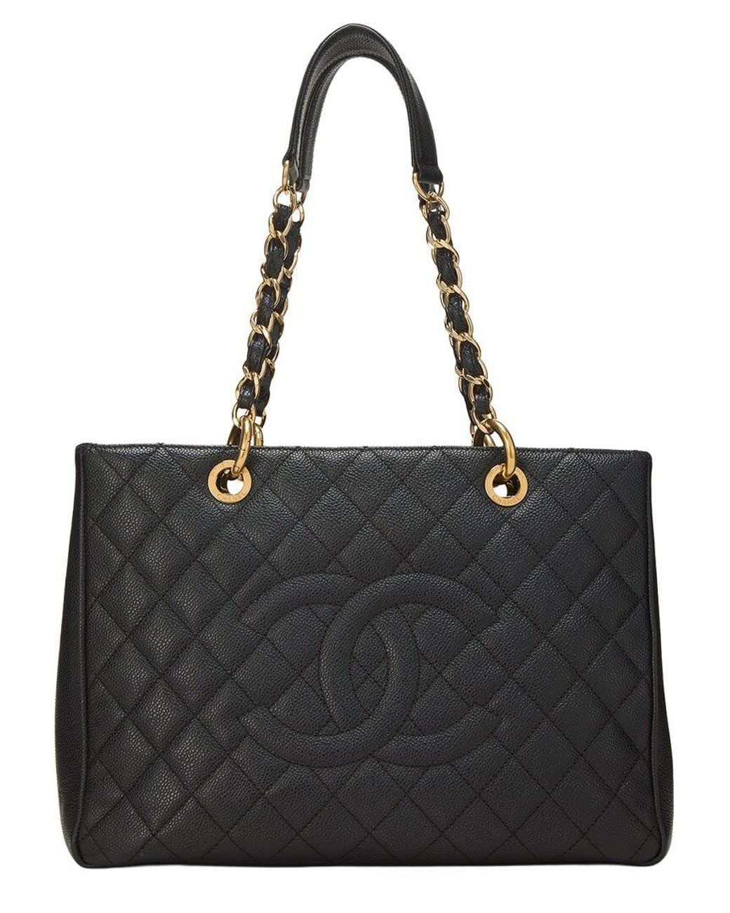 Chanel Black Quilted Caviar Leather Grand Shopping Tote (Gst) (Authentic Pre-Loved)