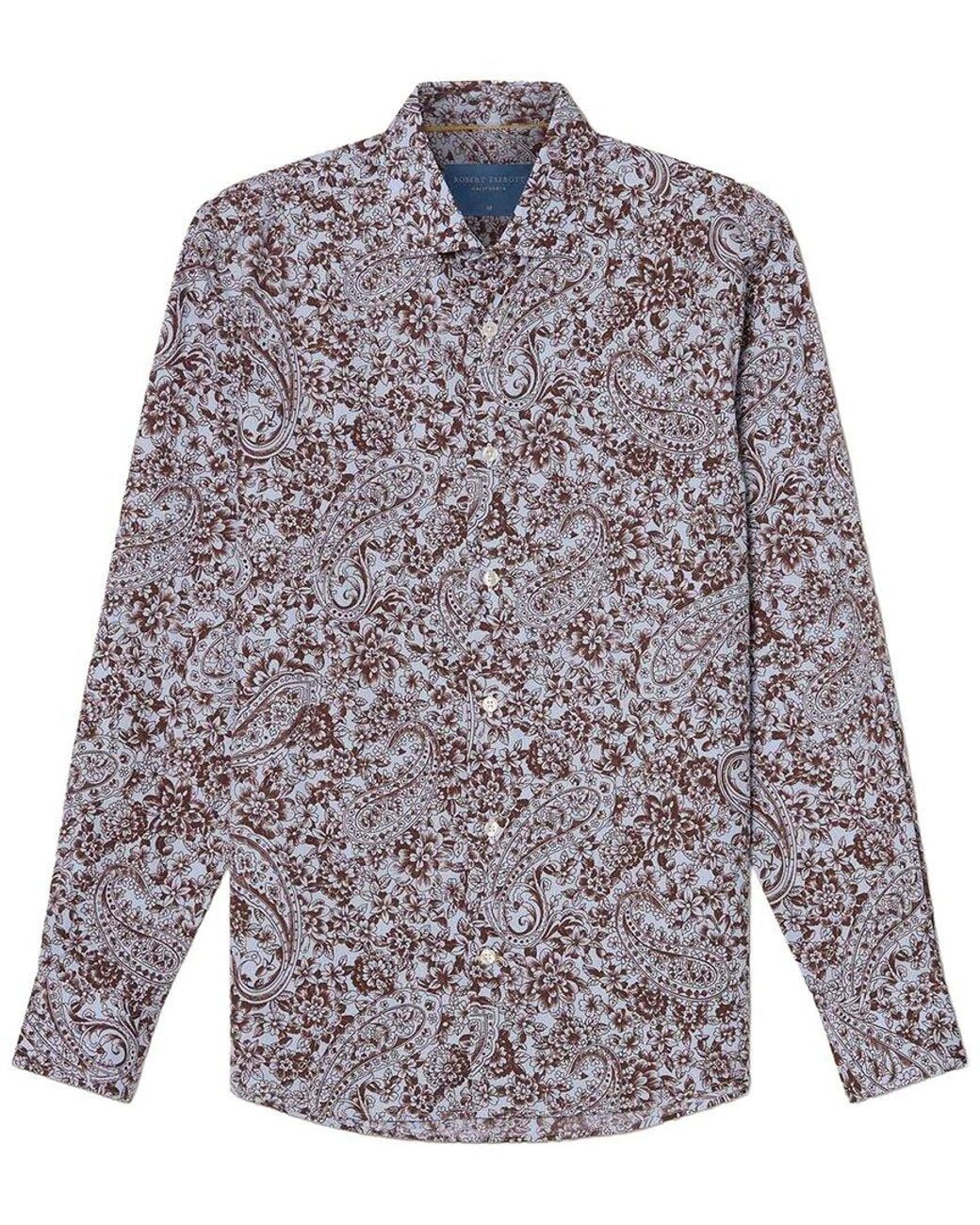 Robert Talbott Blue Reynolds Floral Paisley Print Shirt for men