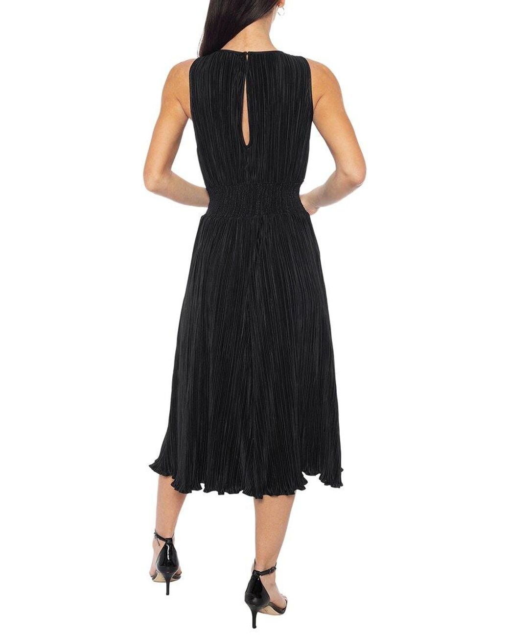 Marina Black Smocked Waist Midi Dress