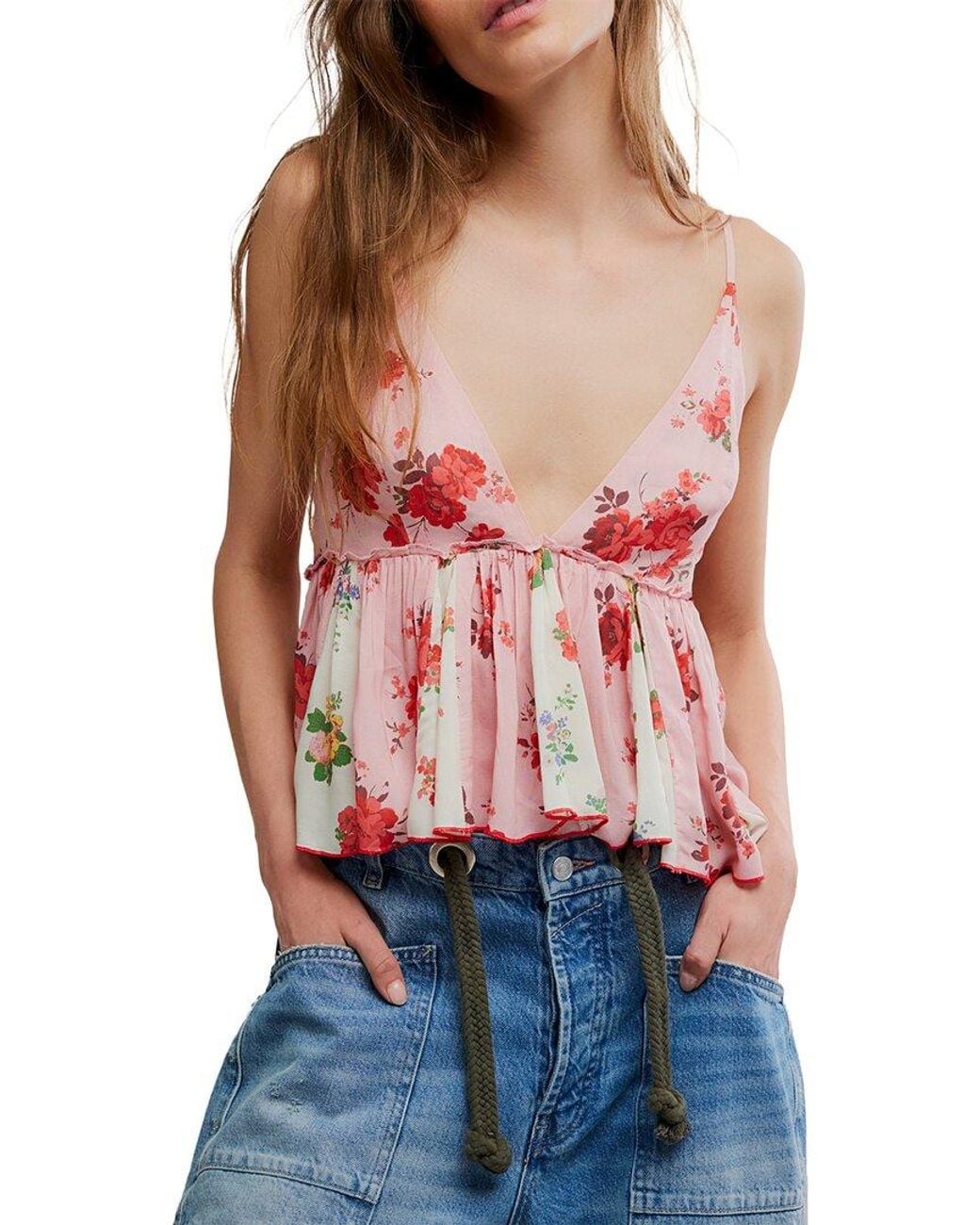 Free People Red Tillie Top
