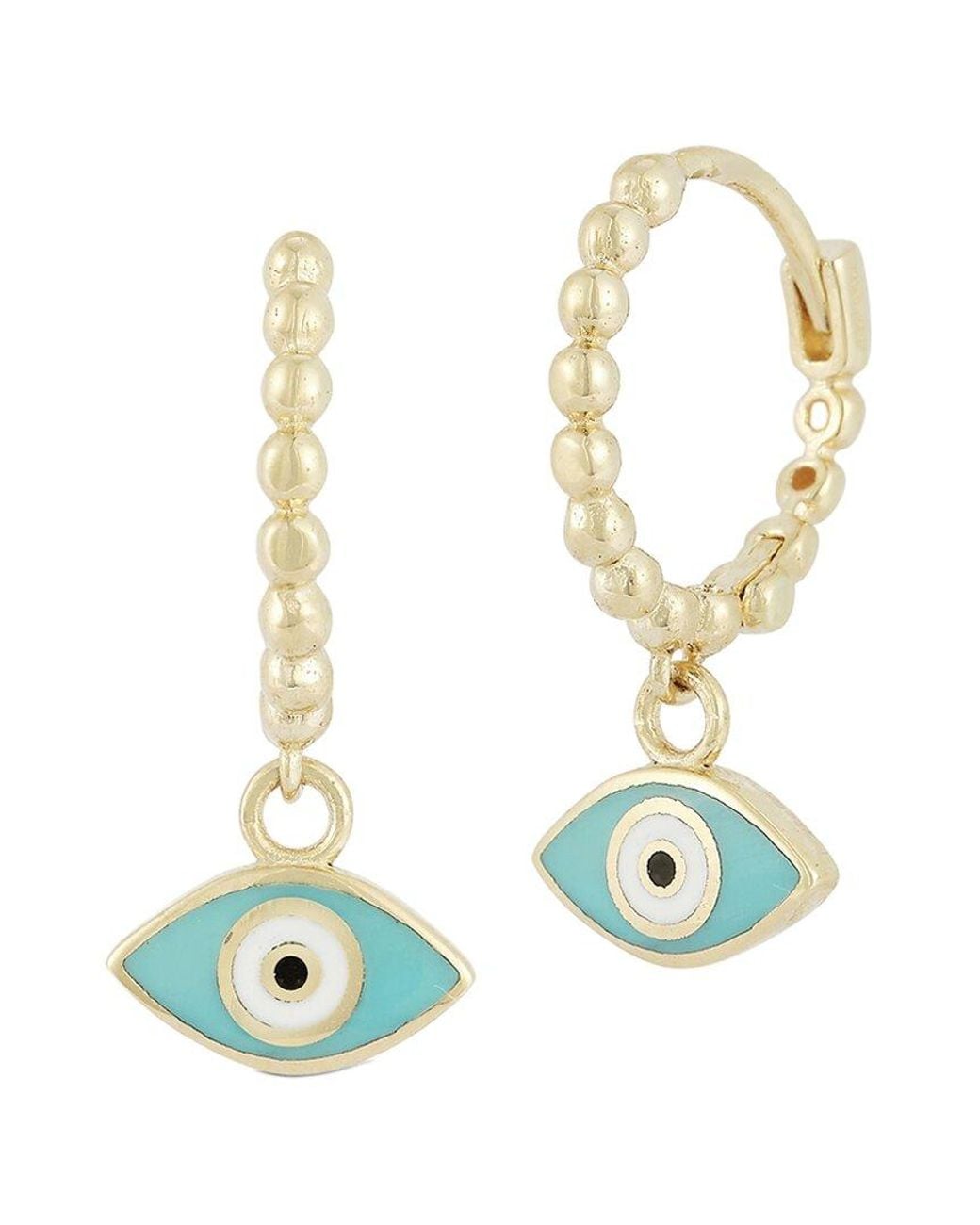 Ember Fine Jewelry White 14k Evil Eye Huggie Earrings