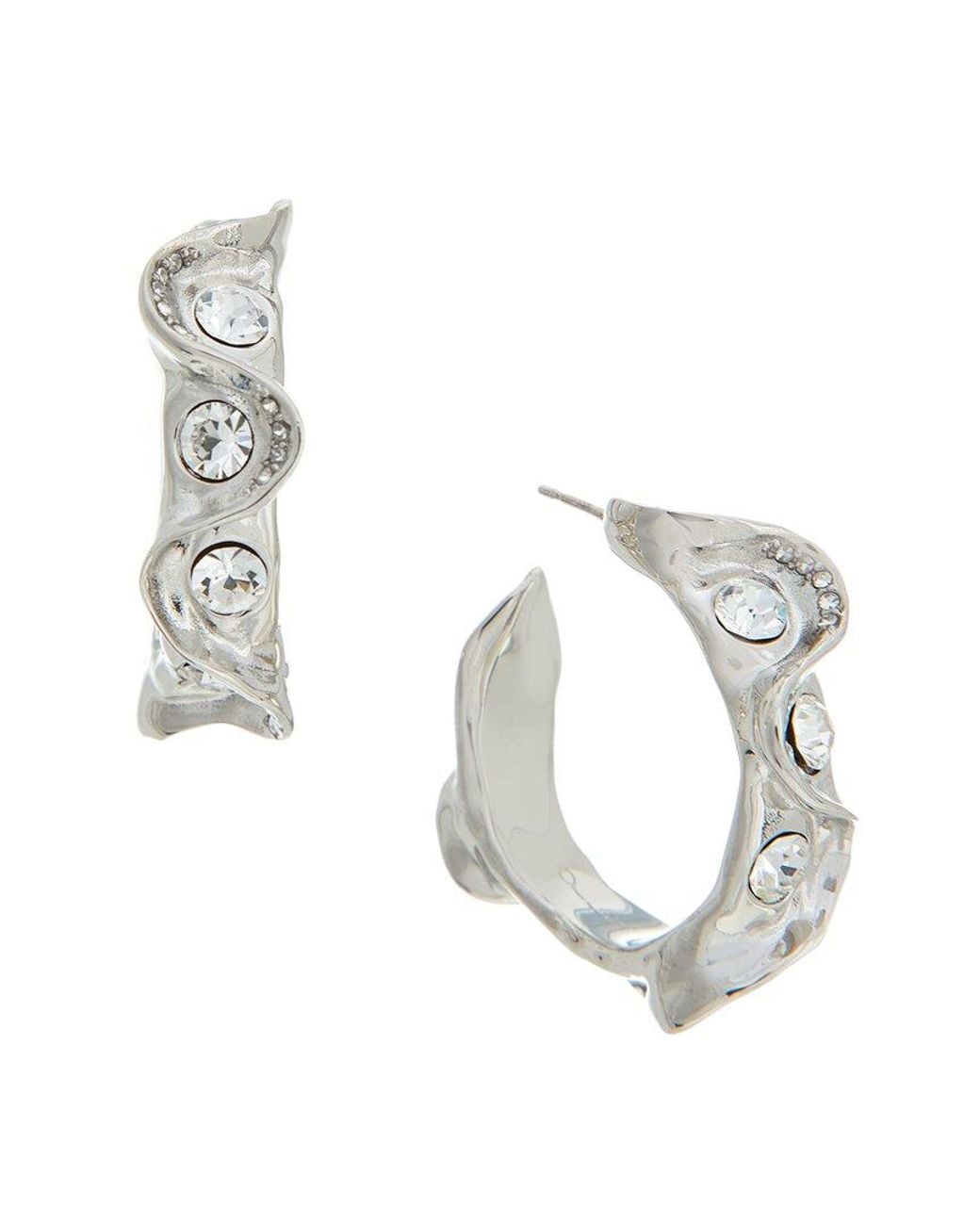 Oscar de la Renta Metallic Crystal Nest Hoop Earrings