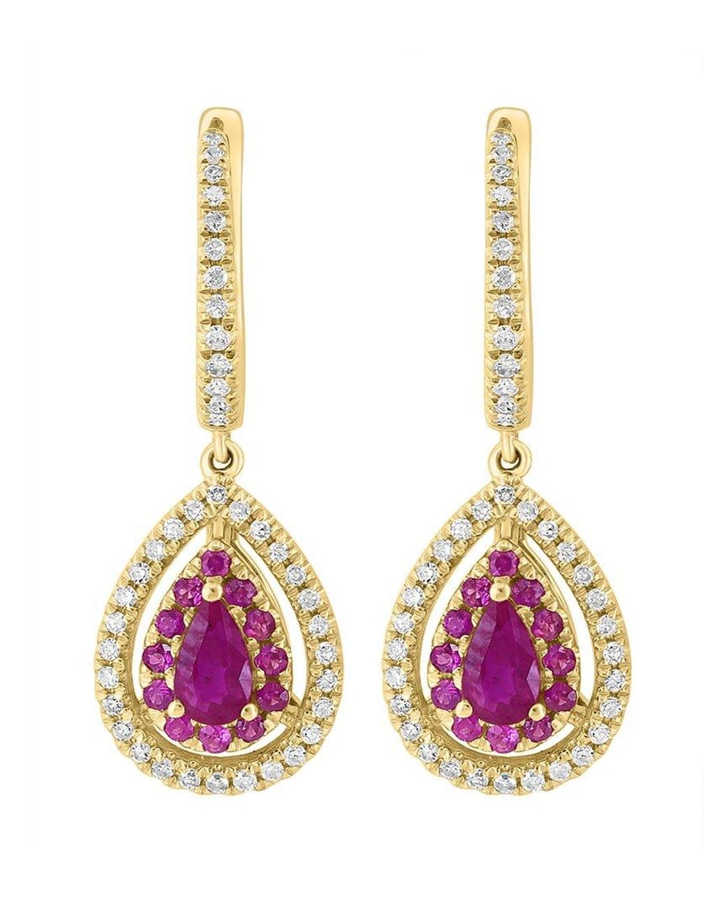 Effy Fine Jewelry Metallic 14k 1.14 Ct. Tw. Diamond & Ruby Earrings