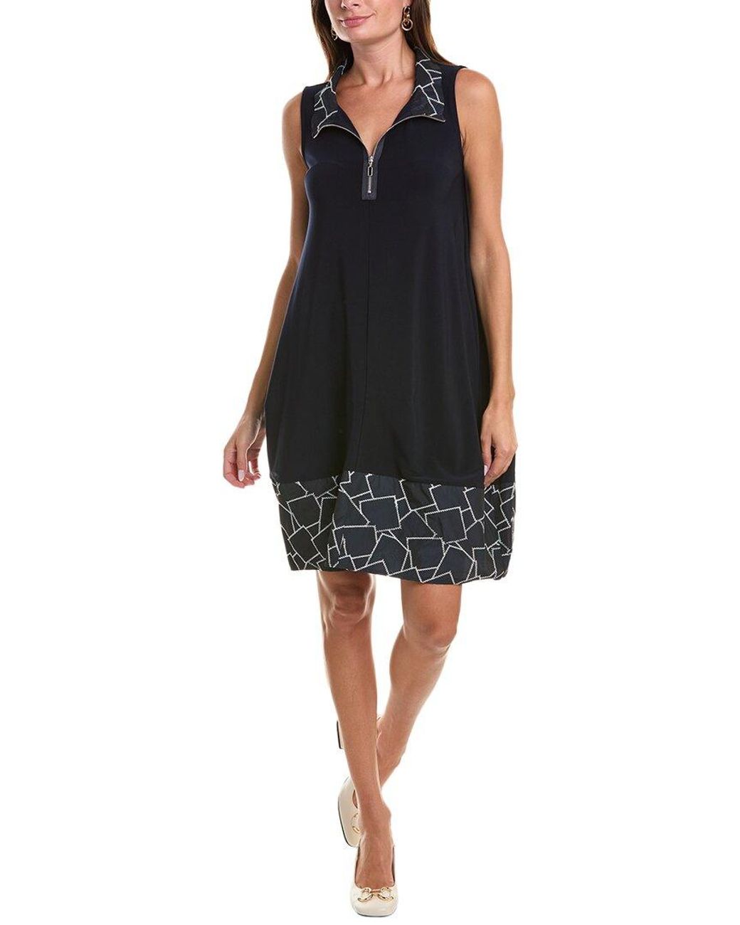 Joseph Ribkoff Black Mock Neck A-Line Dress