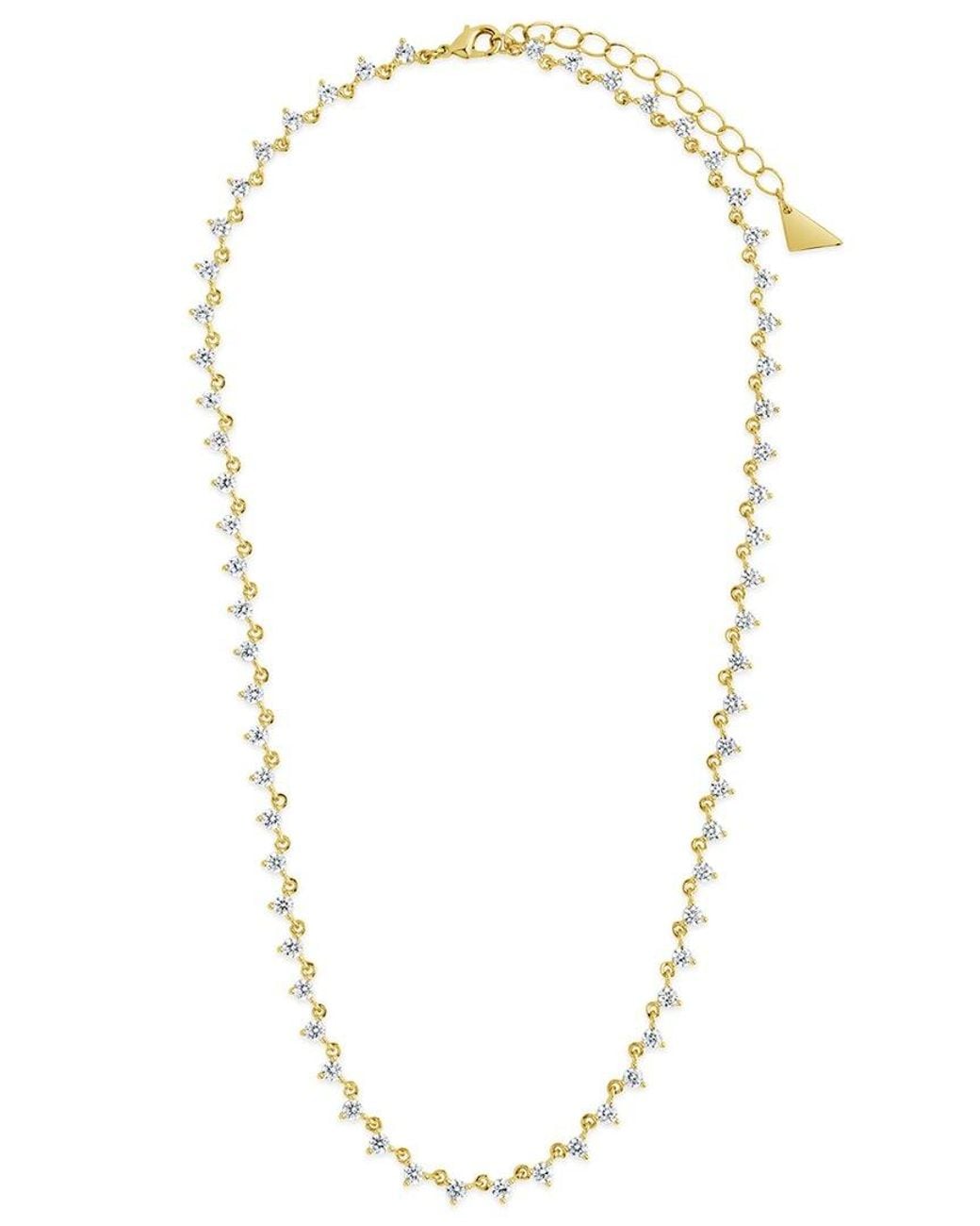 Sterling Forever Metallic 14k Plated Cz Brigid Tennis Necklace