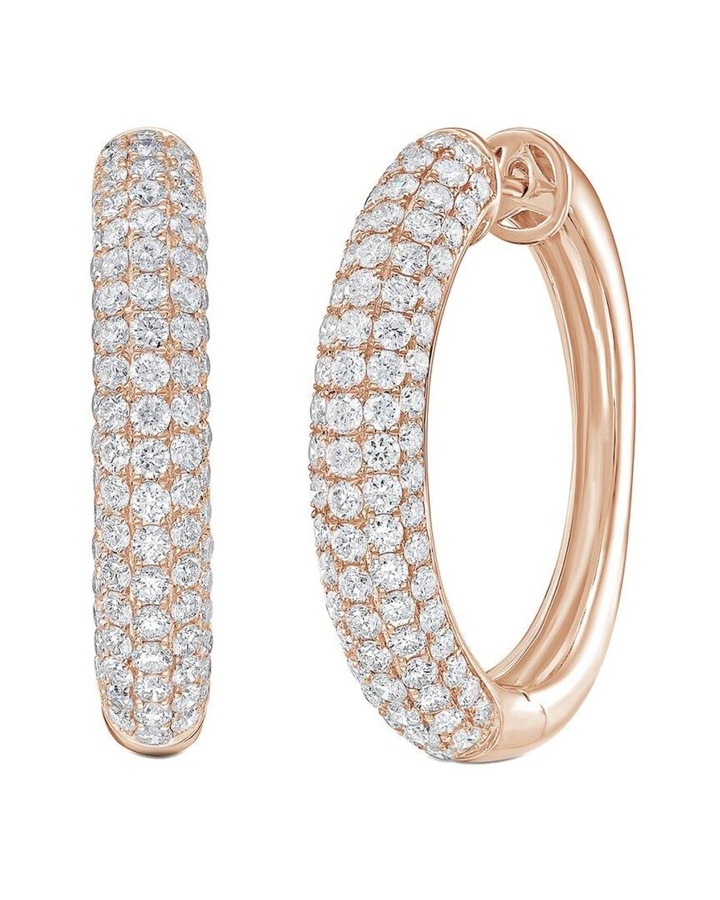 Diana M White Diana M. 14K Rose 4.00 Ct. Tw. Lab-Grown Diamond Hoop Earrings