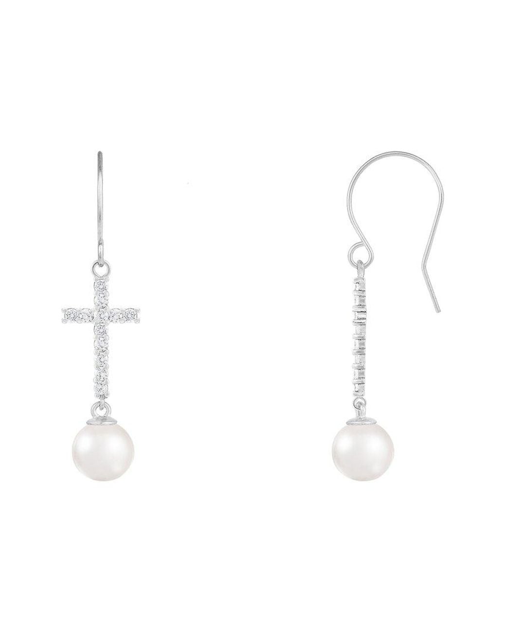 Splendid White 14K 0.24 Ct. Tw. Diamond & 6-6.5Mm Pearl Earrings