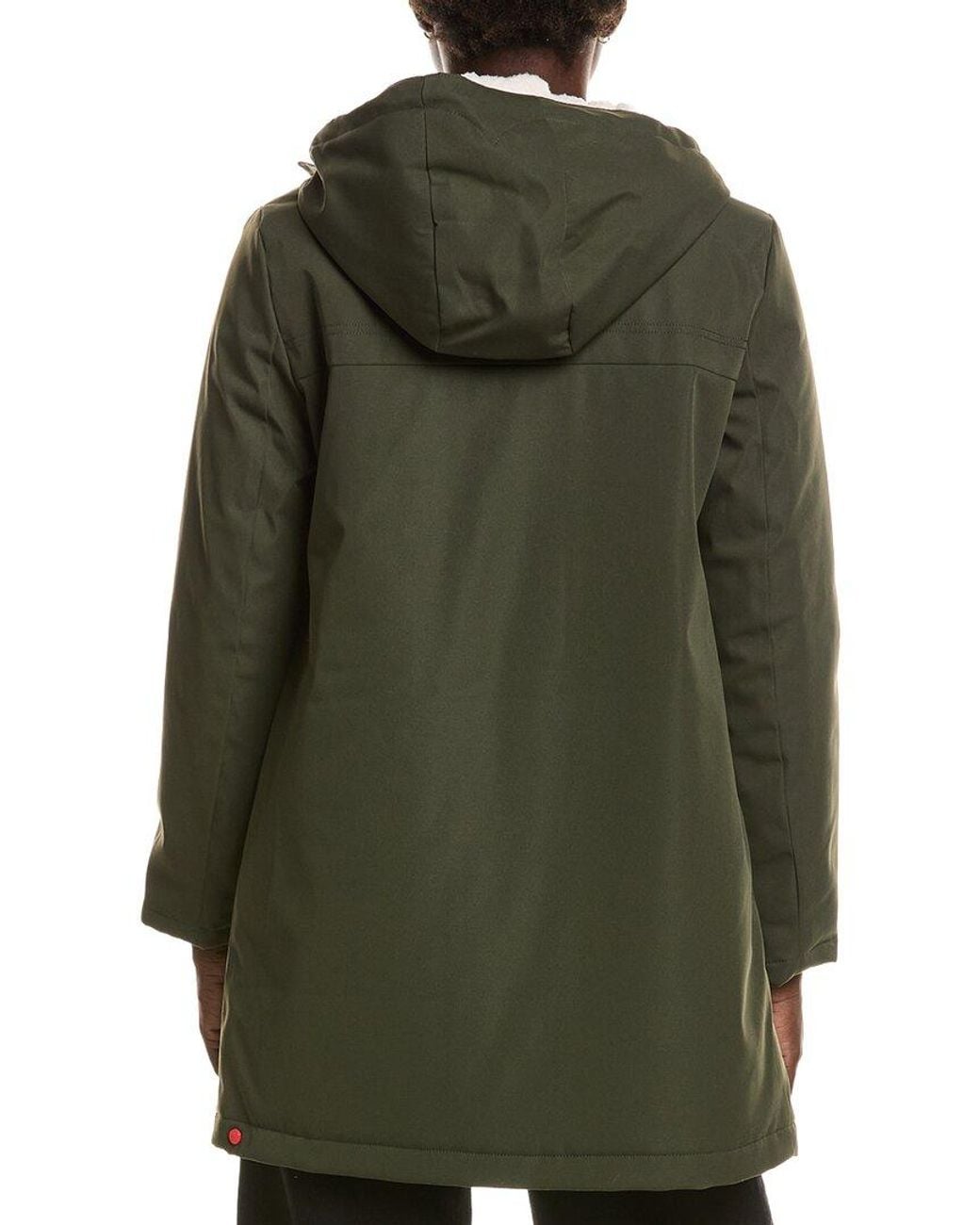 Hunter Green Billie Canvas Mid Length Hooded Rain Jacket
