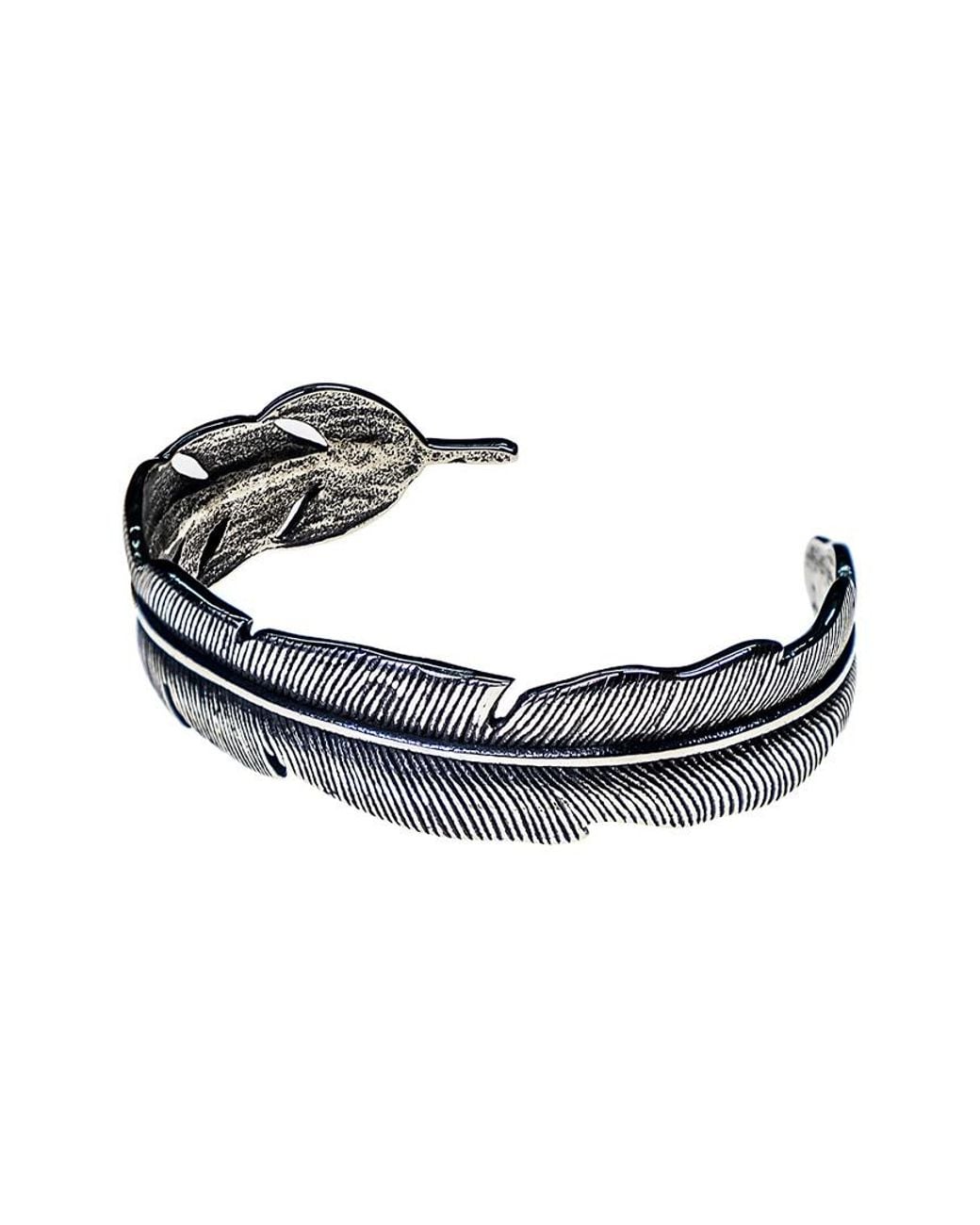 jean claude Metallic Dell Arte Stainless Steel Holly Feather Bangle for men