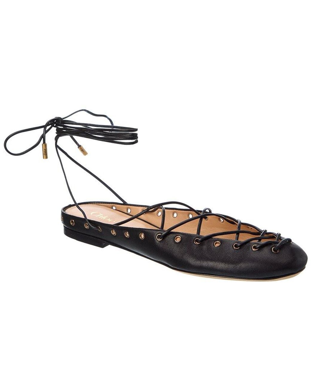 Chloé Black Ghillies Suede Flat