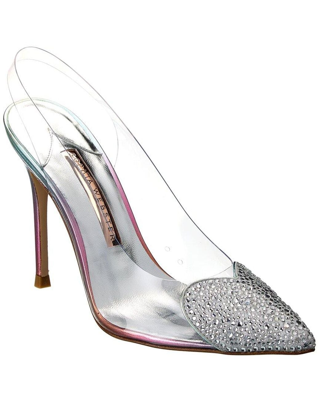Sophia Webster White Amora Vinyl & Leather Slingback Pump