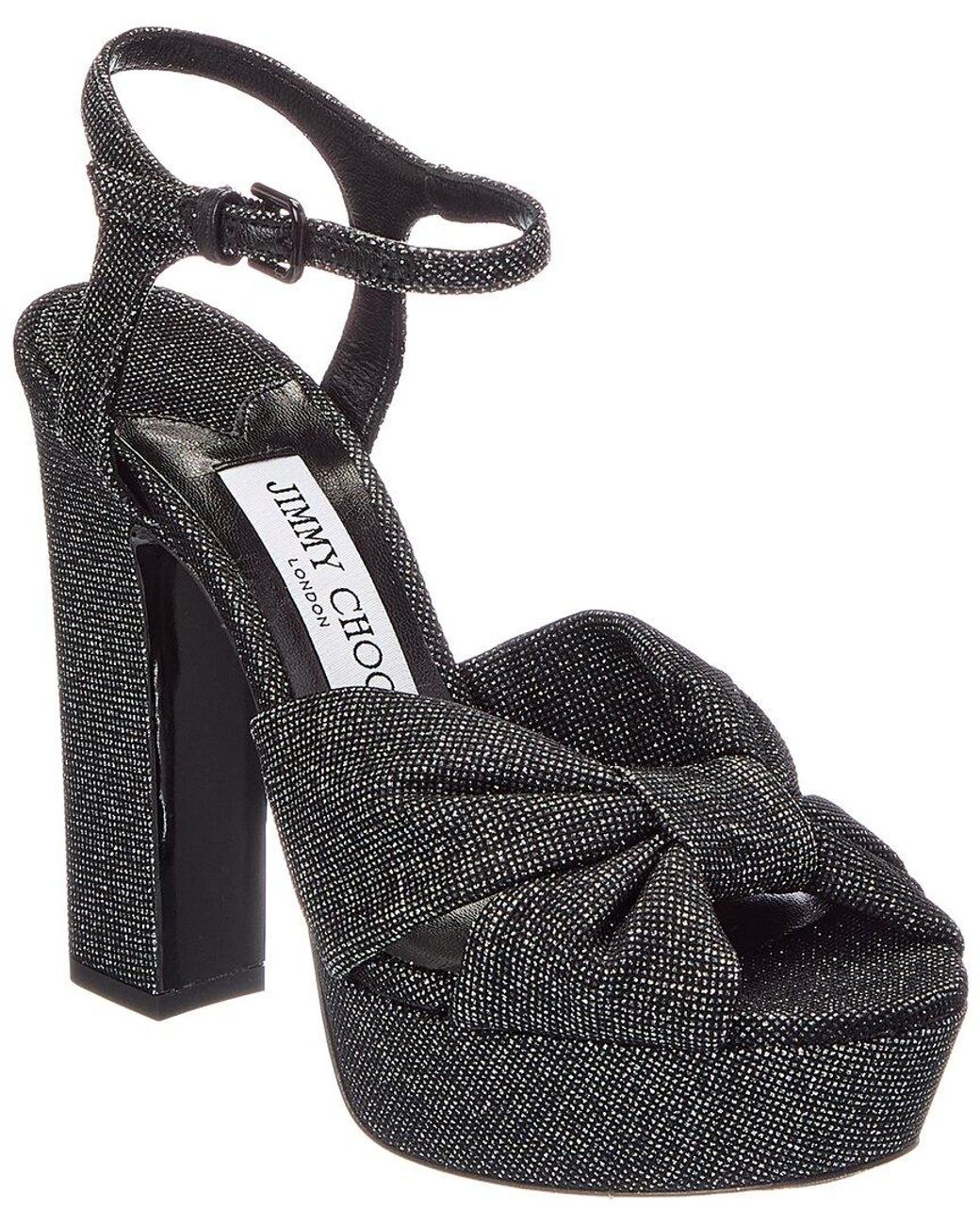 Jimmy Choo Black Heloise 120 Glitter Platform Sandal