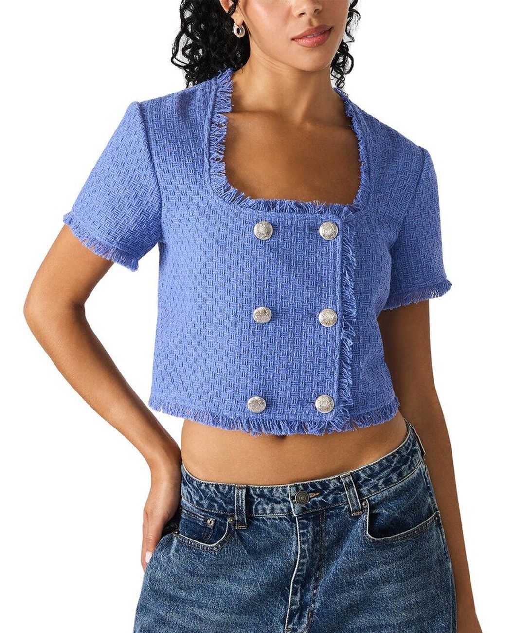 Steve Madden Blue Laylah Woven Top