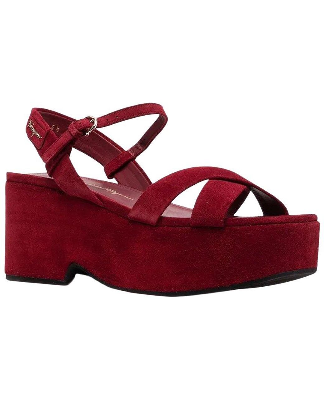 Ferragamo Red Strappy Suede Sandal