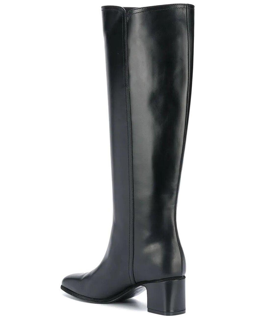 Ferragamo Black Gancini Leather Knee-High Boot
