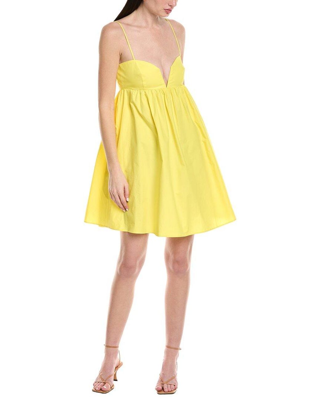 Susana Monaco Yellow Poplin Back V-Wire Mini Dress