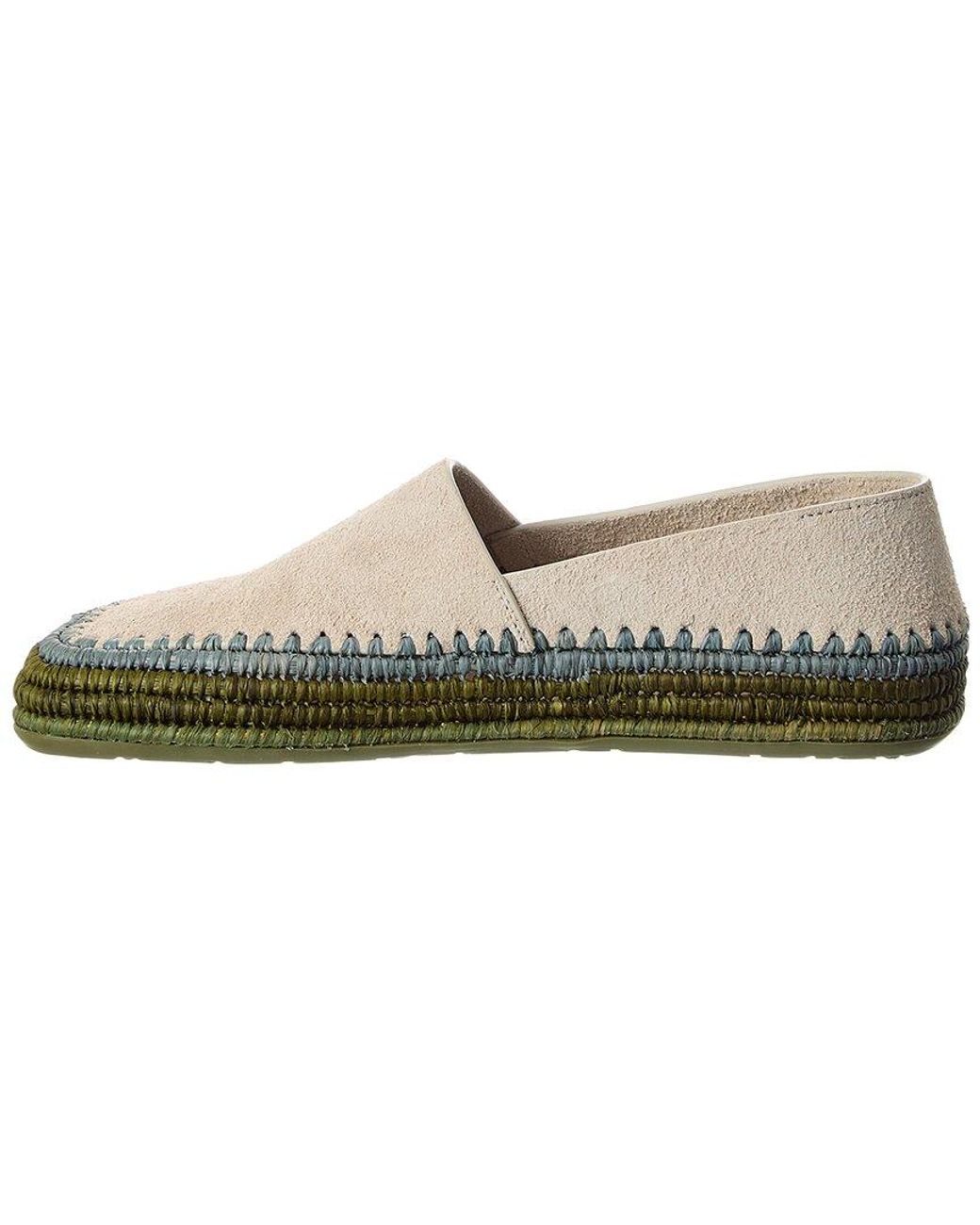 Loewe Gray Rio Suede & Raffia Slipper