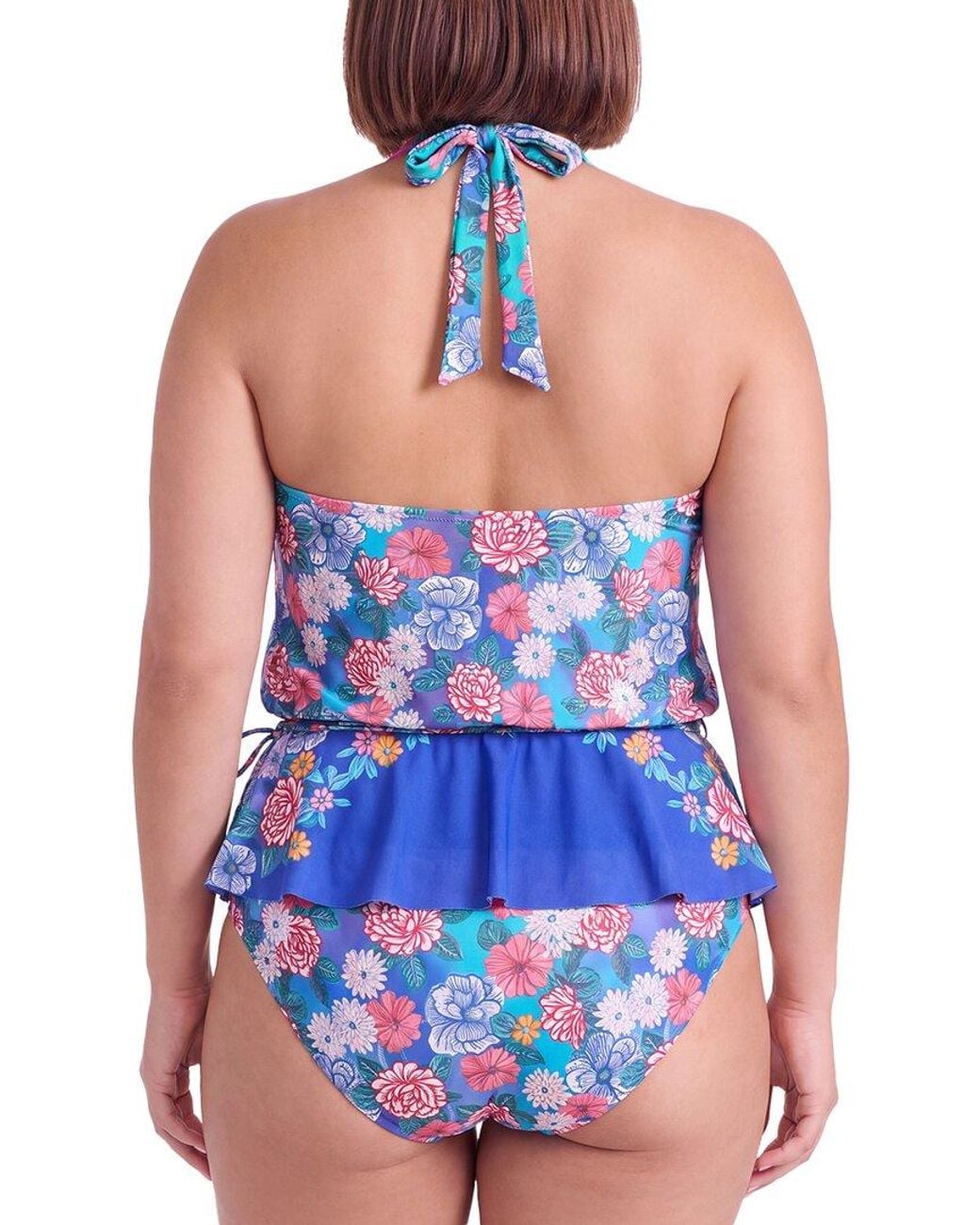 Johnny Was Blue Plus Color Blast Tankini Top