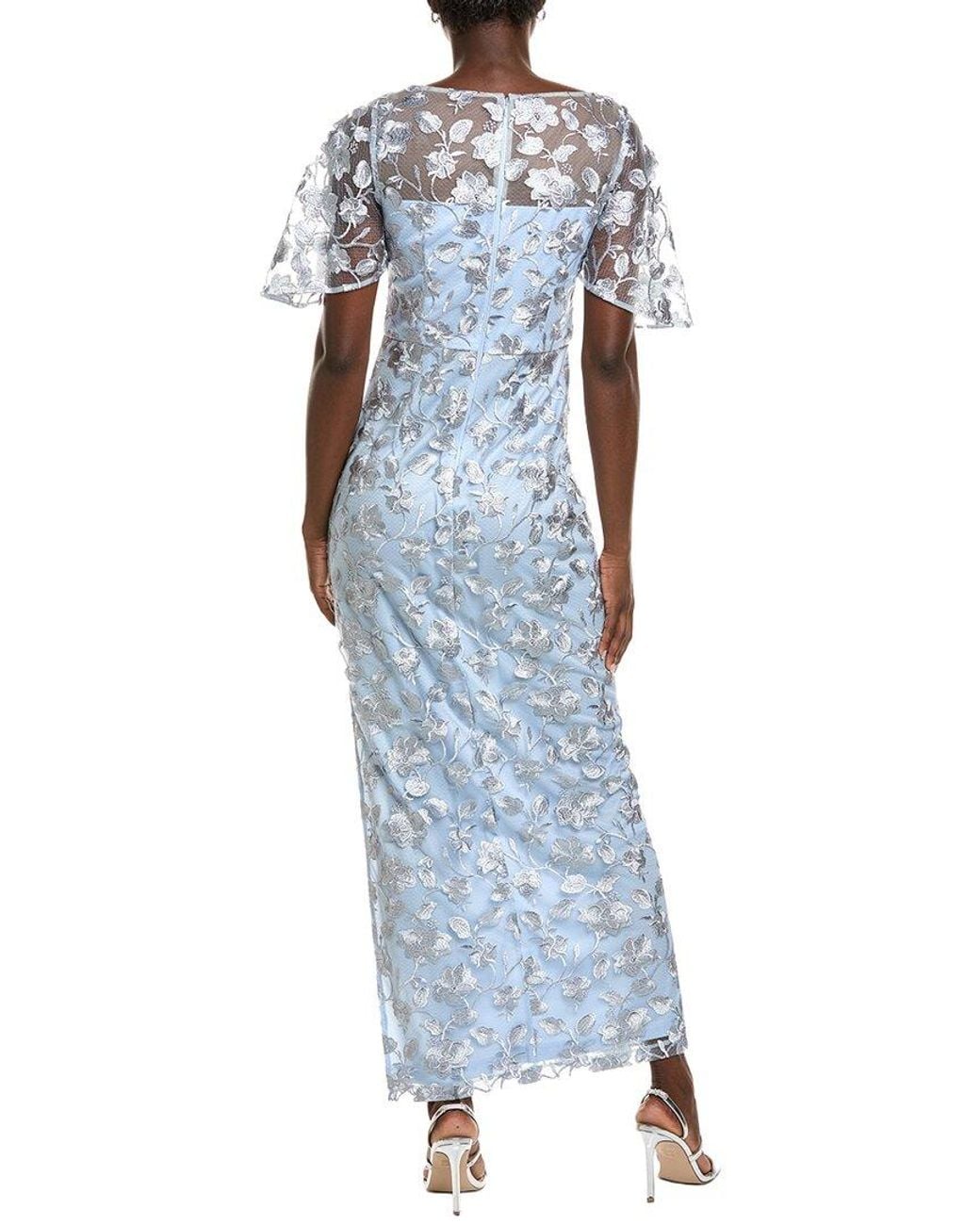 JS Collections Blue Brooke Column Gown