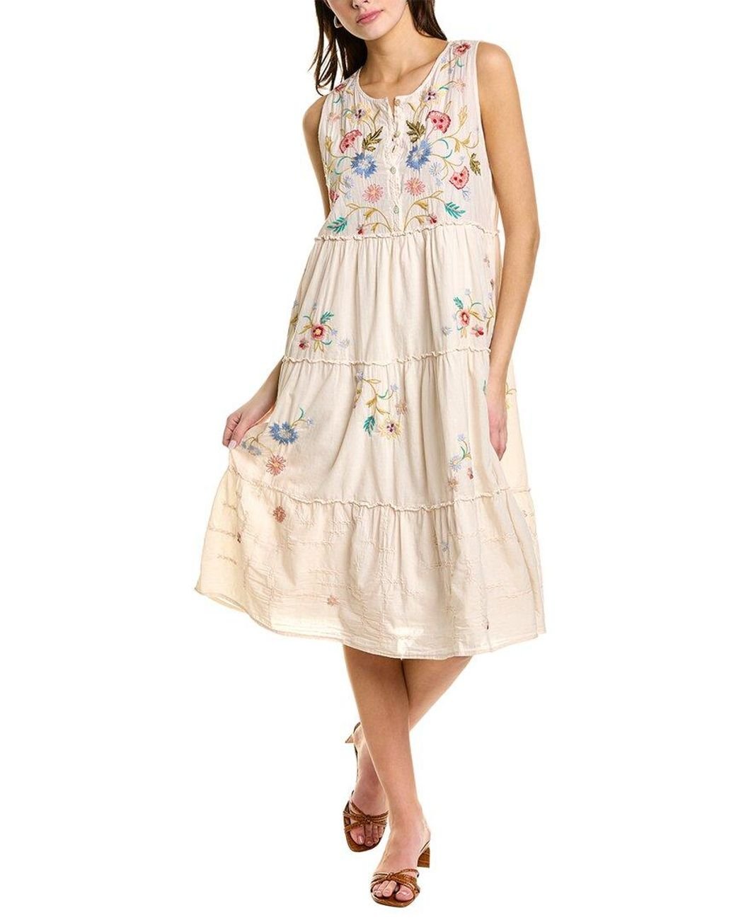 Johnny Was Zanzibar Tiered Tank Dress in Natural Lyst