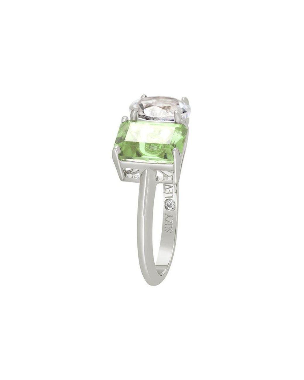 Suzy Levian Green Silver 5.00 Ct. Tw. Gemstone Toi Et Moi Ring
