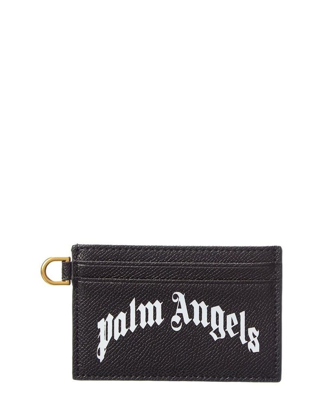 Palm Angels Black Leather Card Case for men